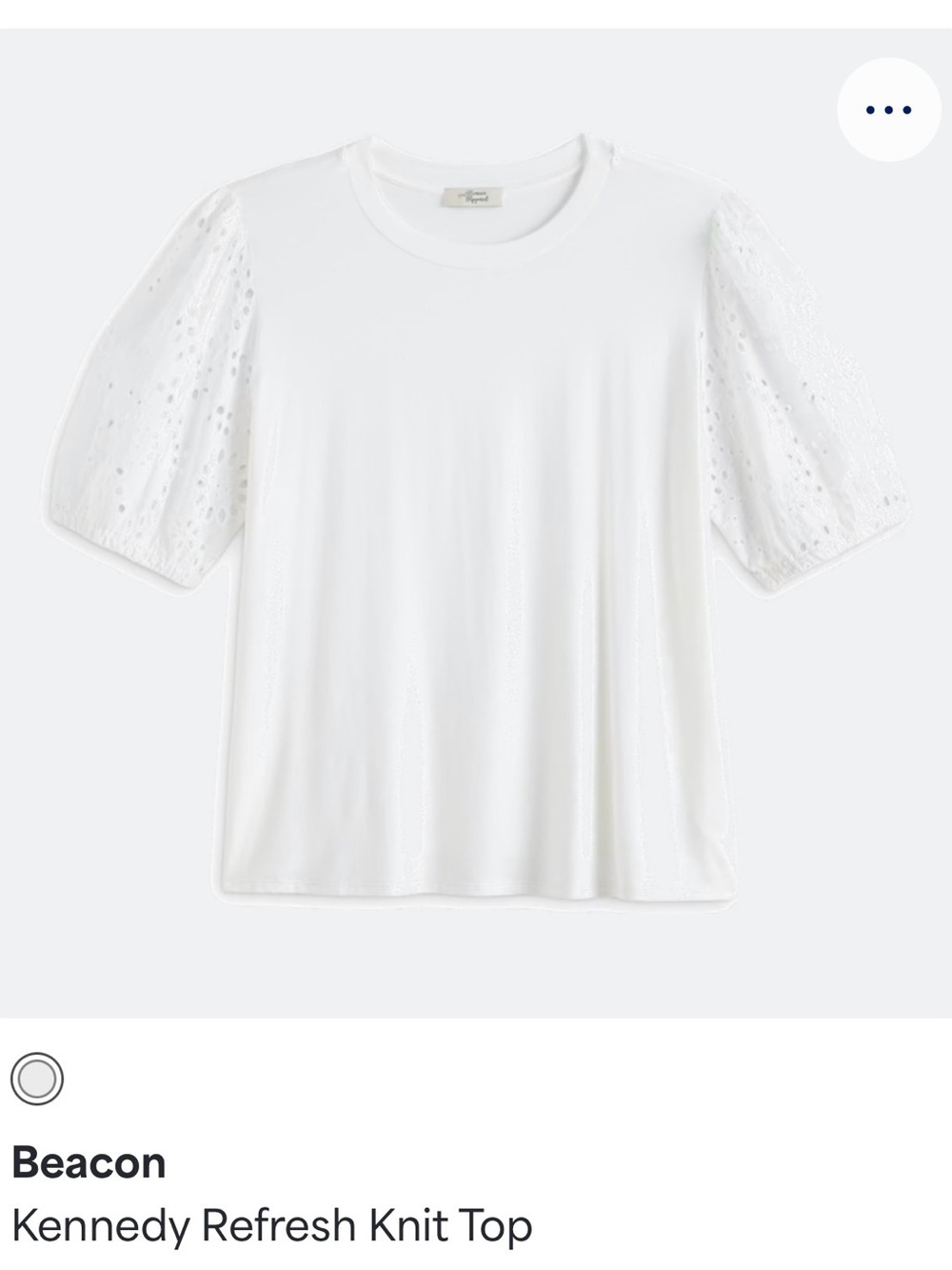 Beacon White Eyelet Puff Sleeve Knit Top